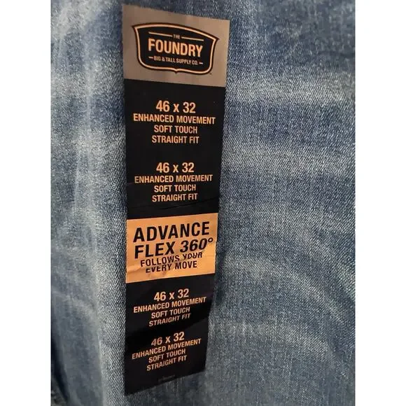 The‎ Foundry Supply Co. flex dark blue denim jeans straight leg men size 46x32 - Picture 4 of 4
